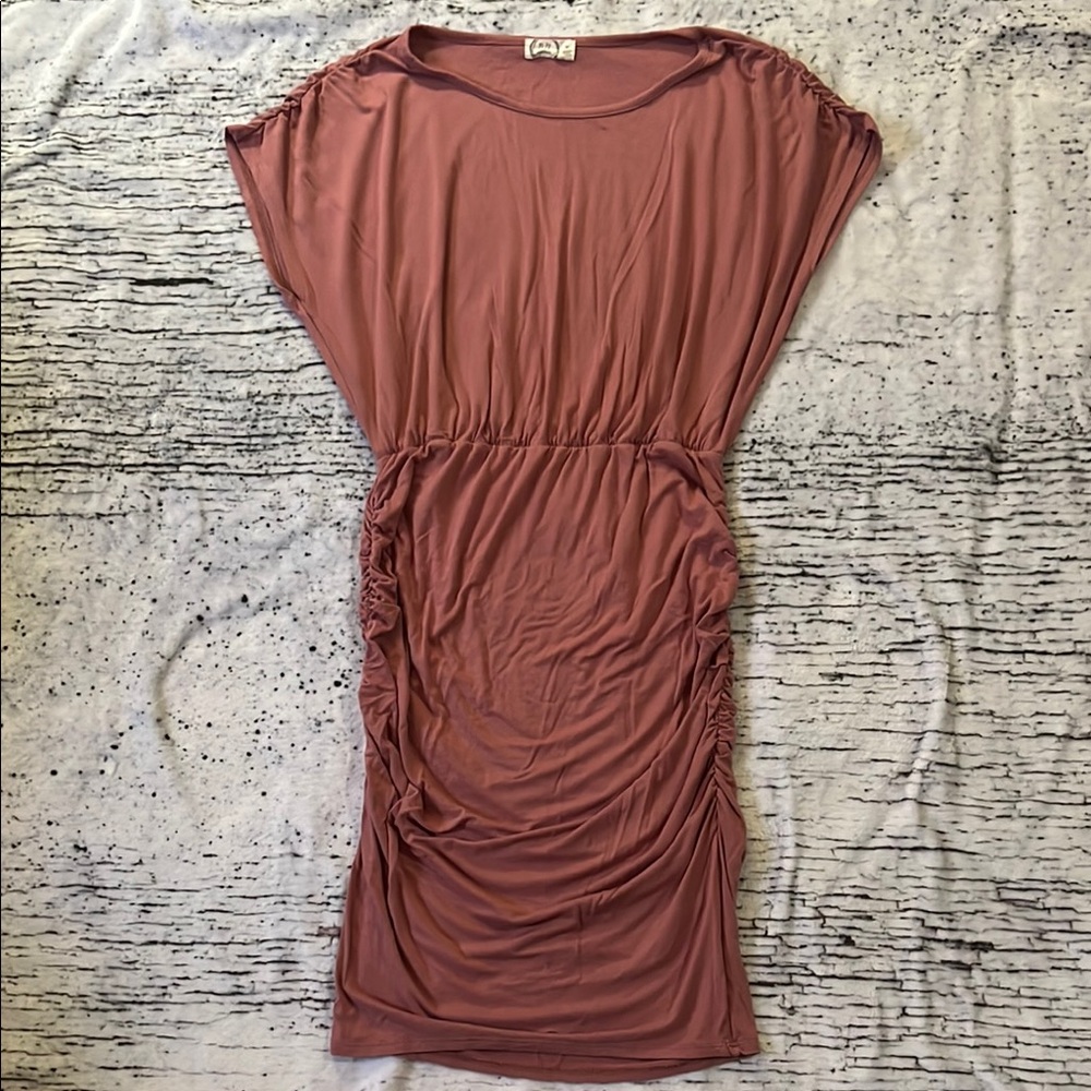Elegant Mauve Ruched Dress Size Medium